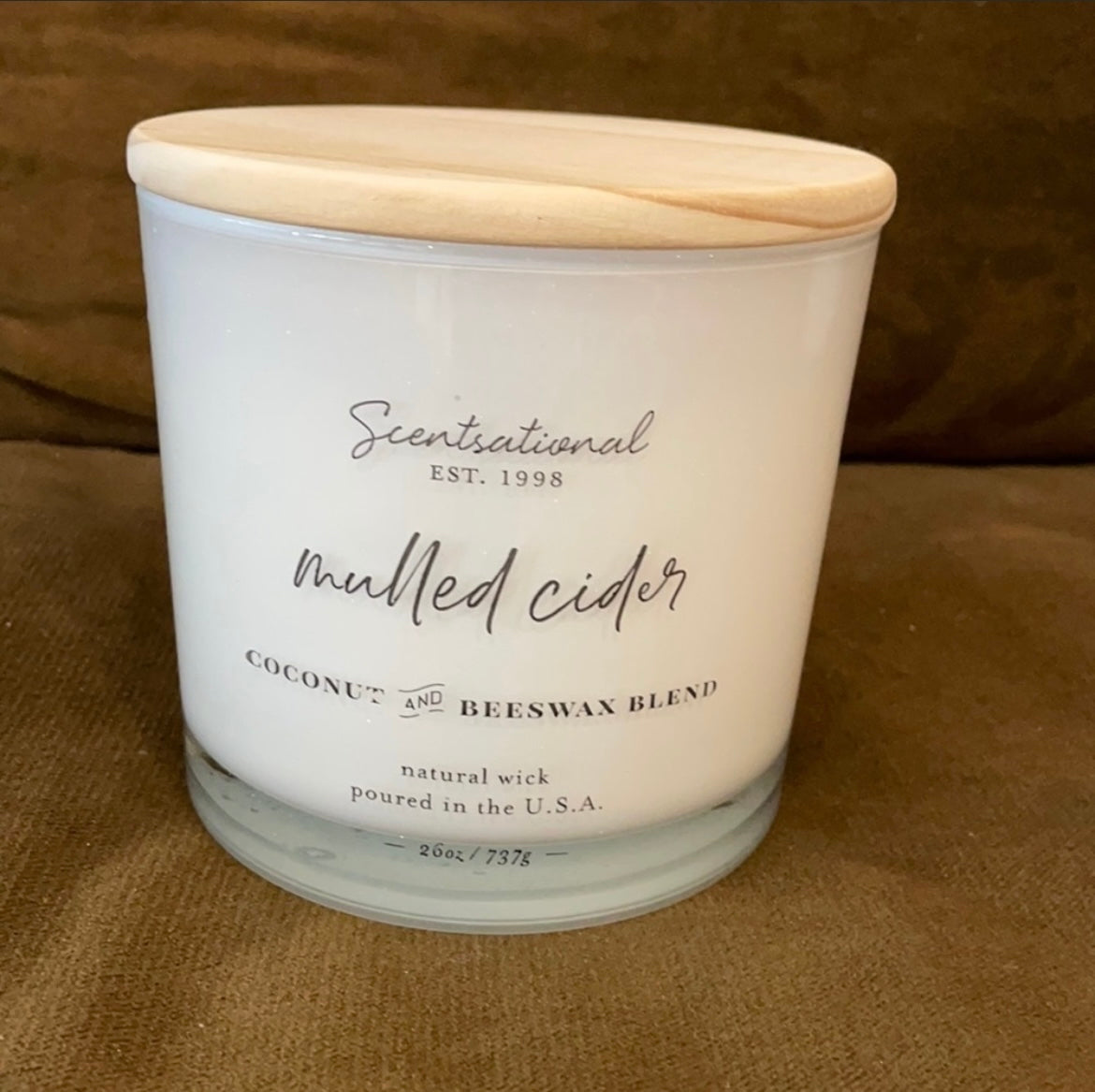 Scentsational Mulled Cider Candle Large Glass Jar 26oz Coconut Beeswax