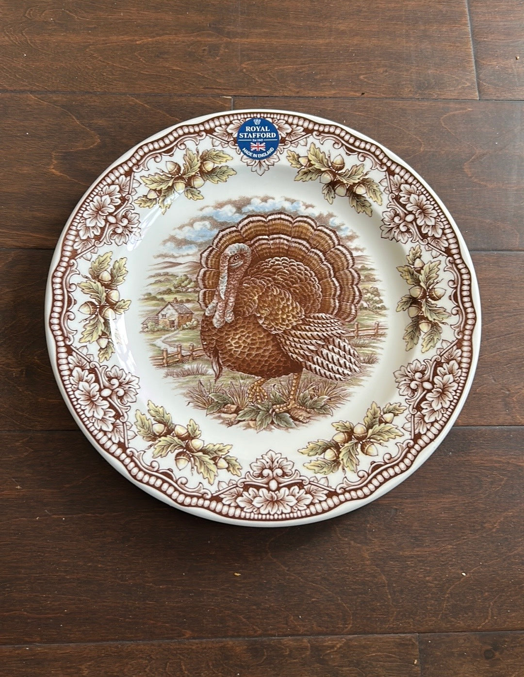 Royal Stafford Turkey thanksgiving Dinner Plate set of 4 New Woodland Victorian