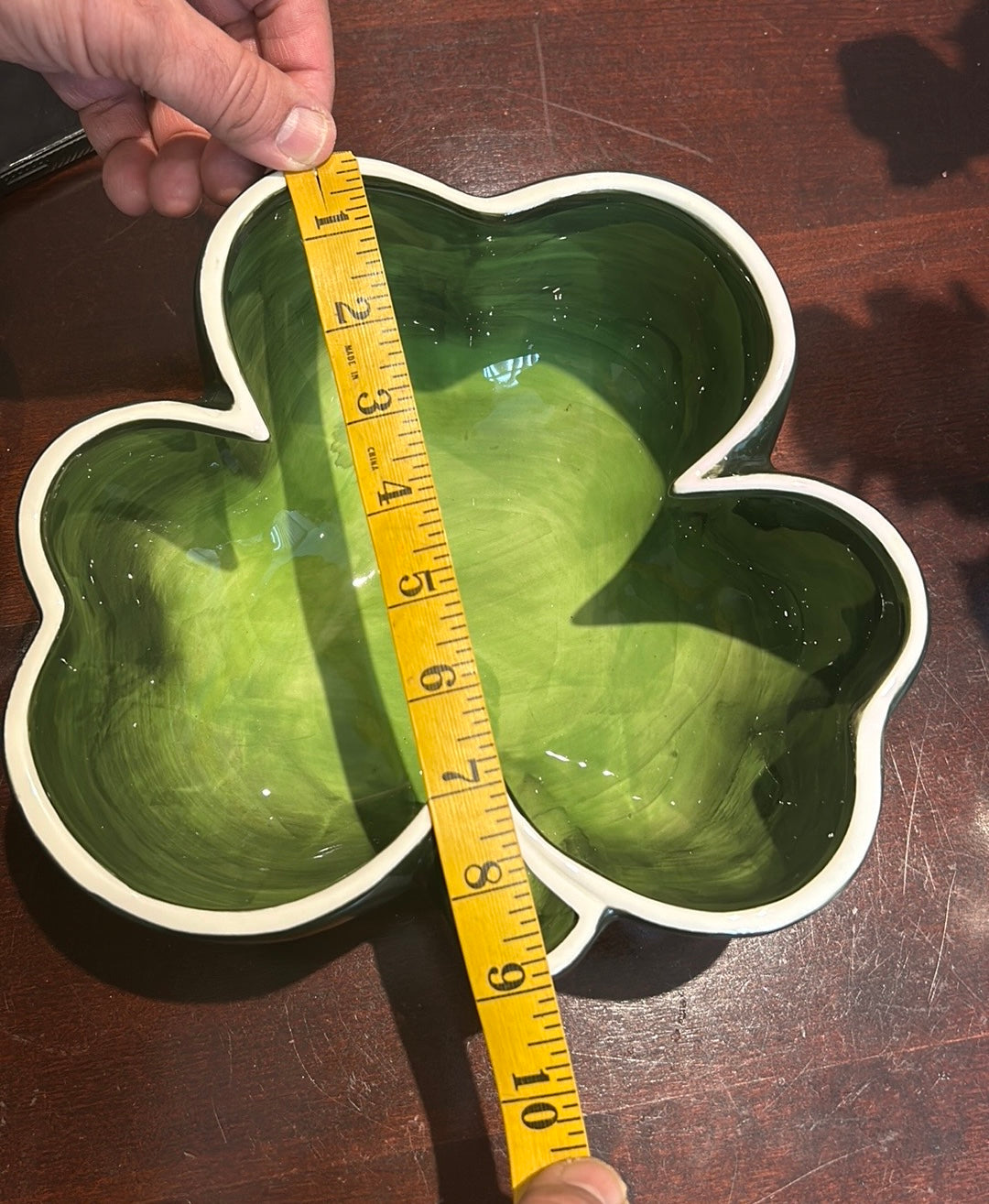 Blue Sky Clayworks Clover Shaped Serving Bowl New St Patrick’s Day Green