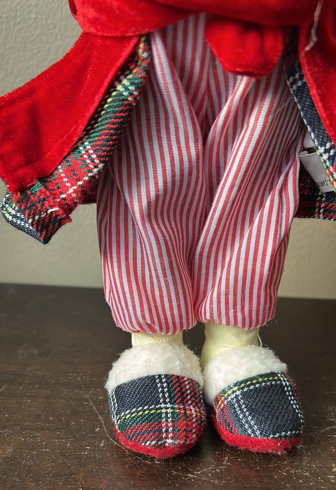 African American Santa Claus Wearing Pajamas Robe With Book New Christmas 12.5”
