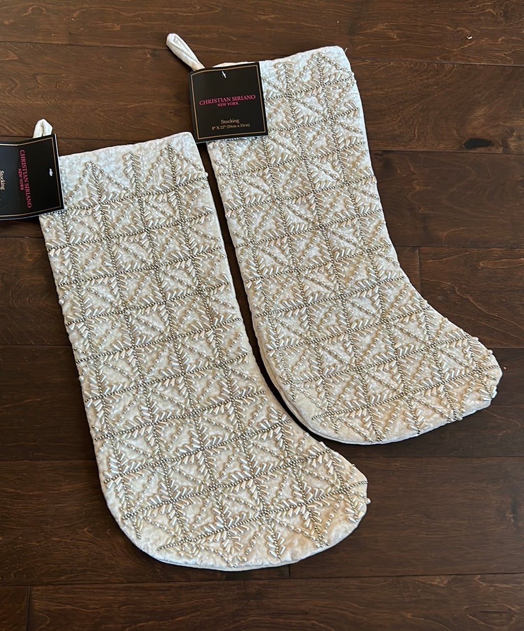 Christian Siriano set of 2 beaded Christmas stockings