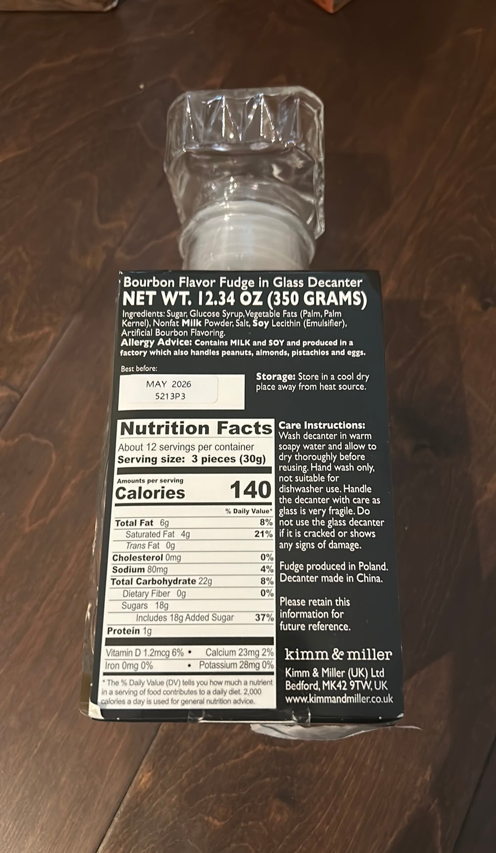 Bourbon Flavor Fudge Glass Decanter Limited Edition Exp may 26 The Godfather