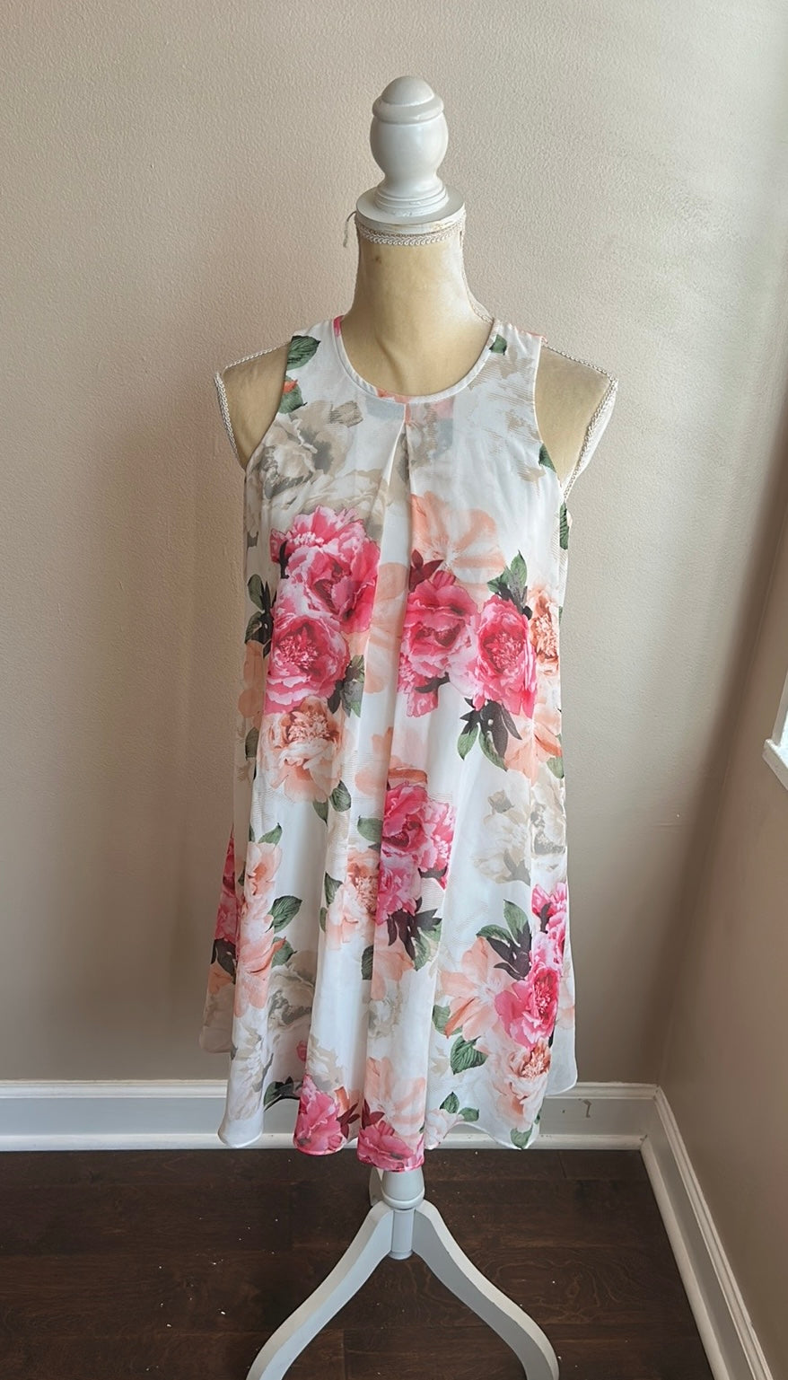 Calvin Klein Womens A Line Dress Mini Sz 2 Floral Roses New ST2125