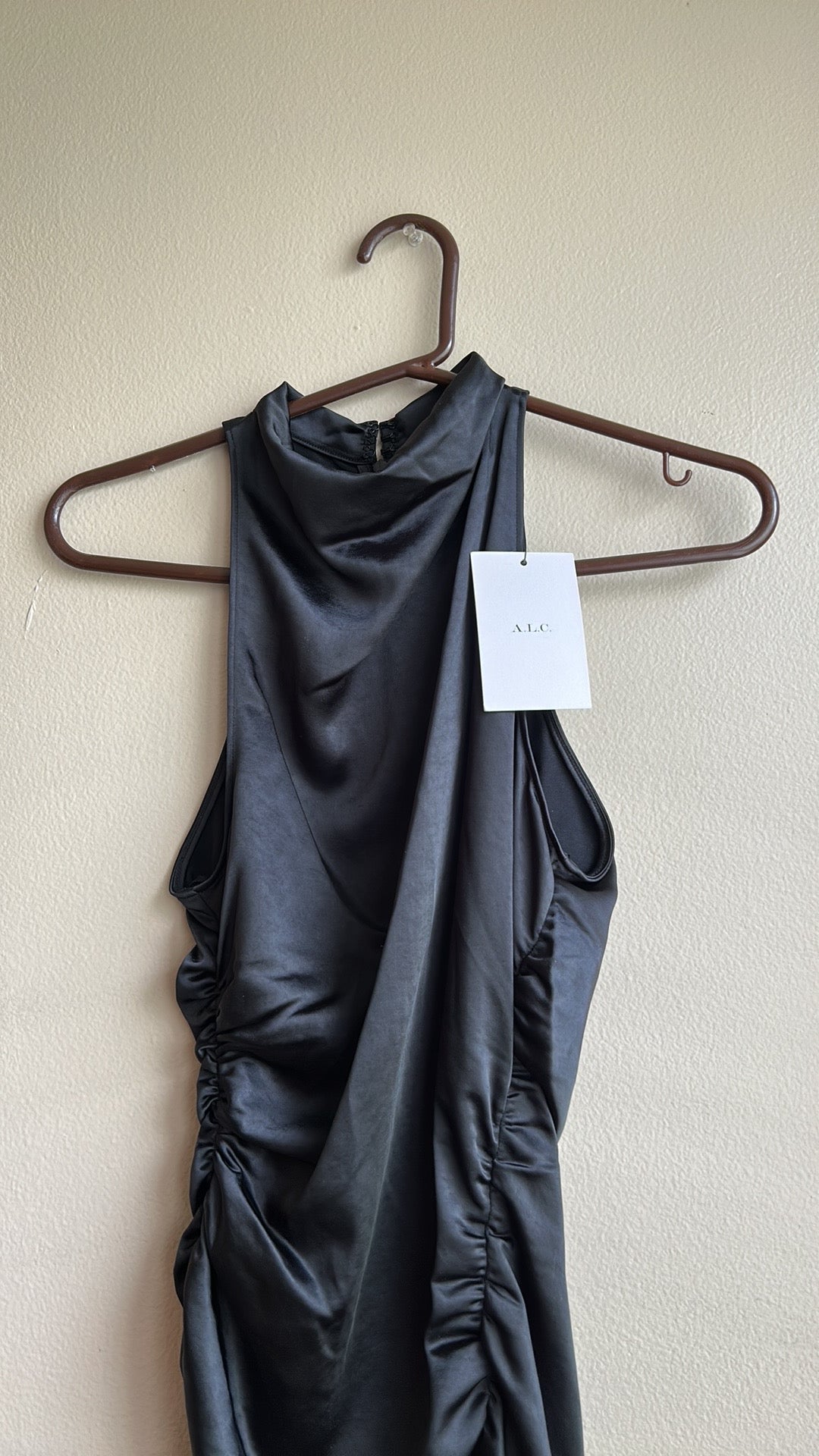 A.L.C Inez Black Midi Dress Ruched Sz S New Formal