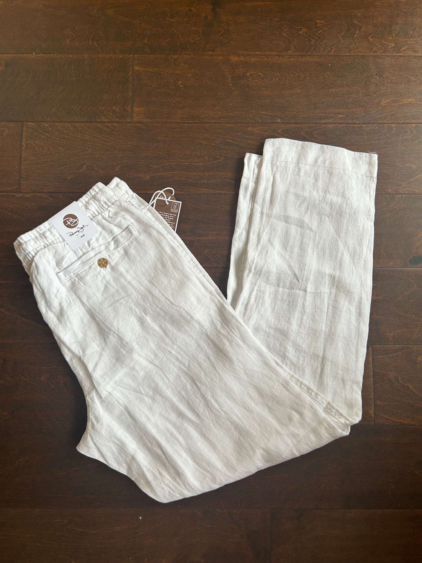 Panama Jack Mens Chino Linen Pants White Sz S Lightweight New