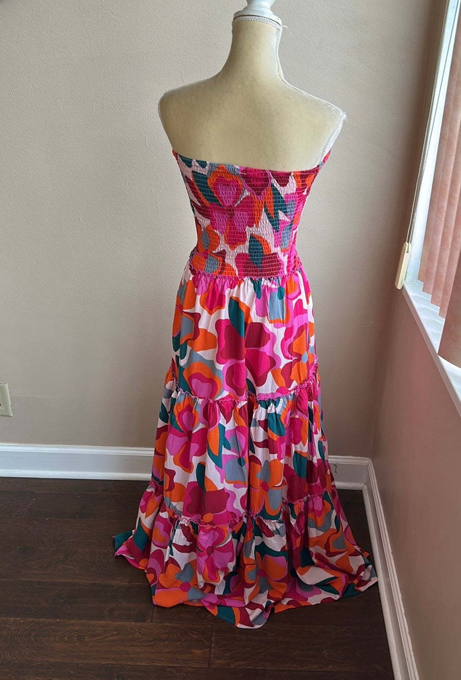 Abel the Label Anthropologie Juniper Maxi Dress M Smocking Strapless New Floral