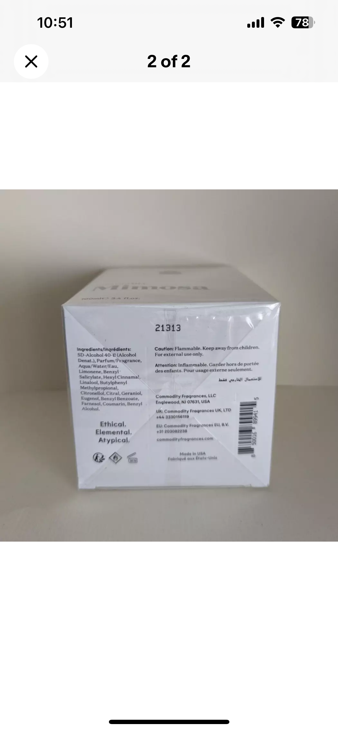 Commodity Mimosa EDP spray 3.4 fl. oz./100ml NIB Sealed - Discontinued Formula