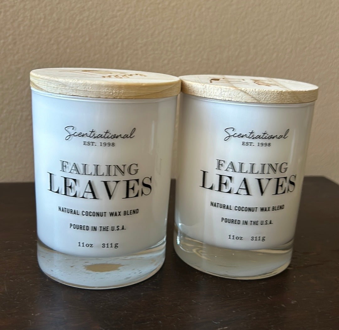 2 Scentsational Falling Leaves Candle Glass Jar 11 Oz Coconut Wax Blend