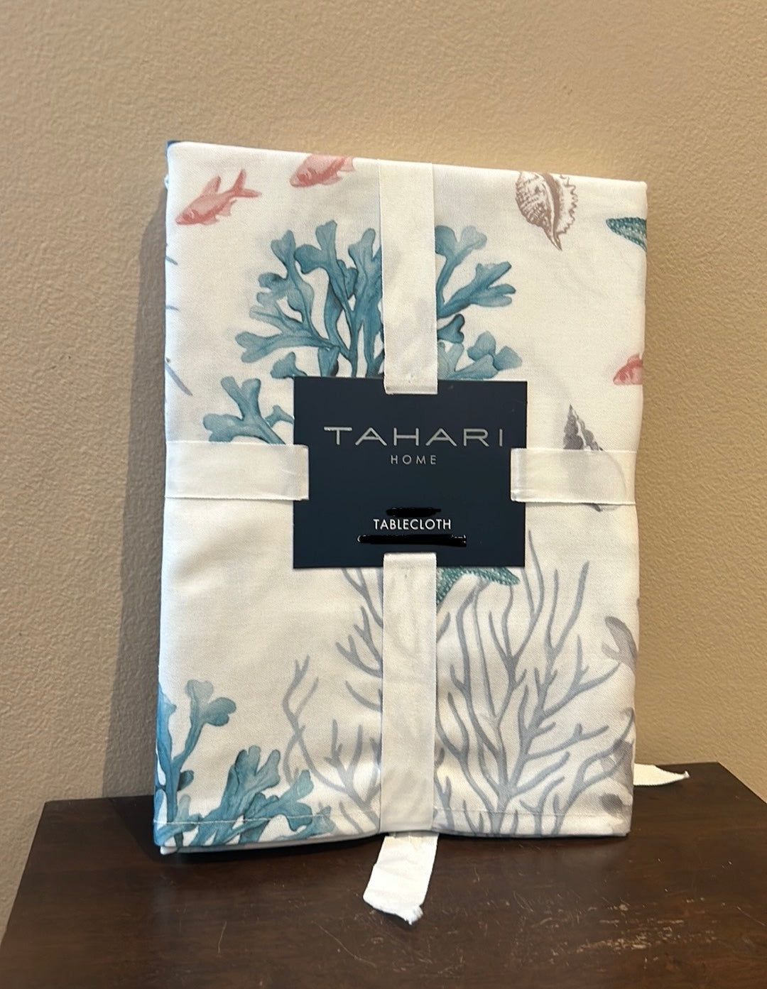 Tahari Tablecloth Oblong Coral Reef Nautical Fish Starfish Seashells