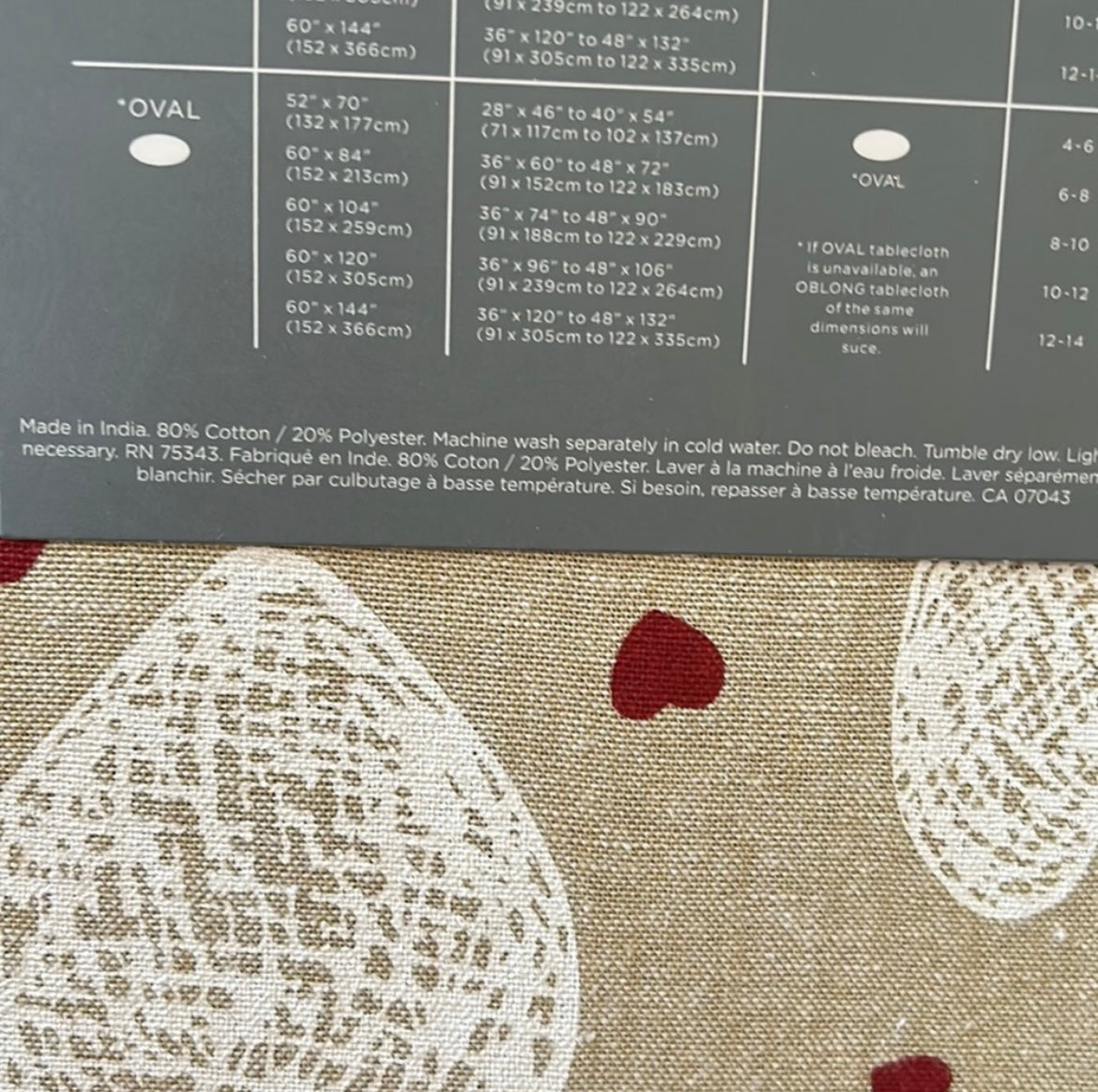 The Farmhouse Rachel Ashwell Valentines Tablecloth 60”x102” Oblong Hearts