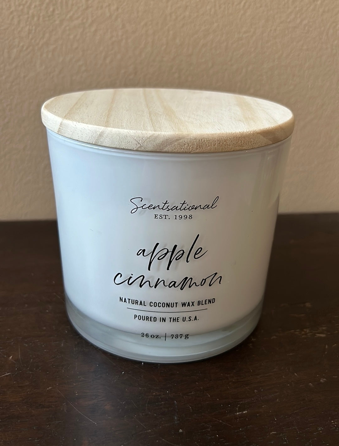 Scentsational Apple Cinnamon Candle Glass Jar 26oz 3 Wick Coconut Wax Blend