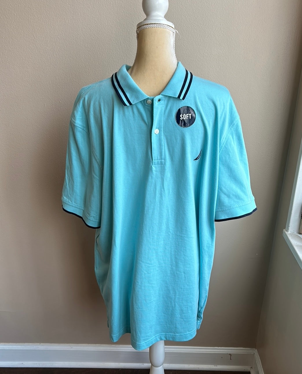 Nautica Men’s Short Sleeve Polo Shirt Blue New 2XL Cotton Blend