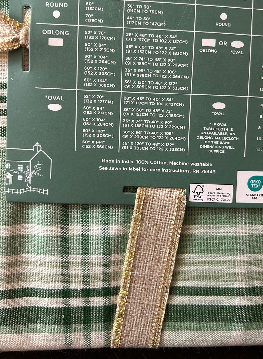 Rachel Ashwell Tablecloth St Patrick’s Day New Green Plaid Cotton