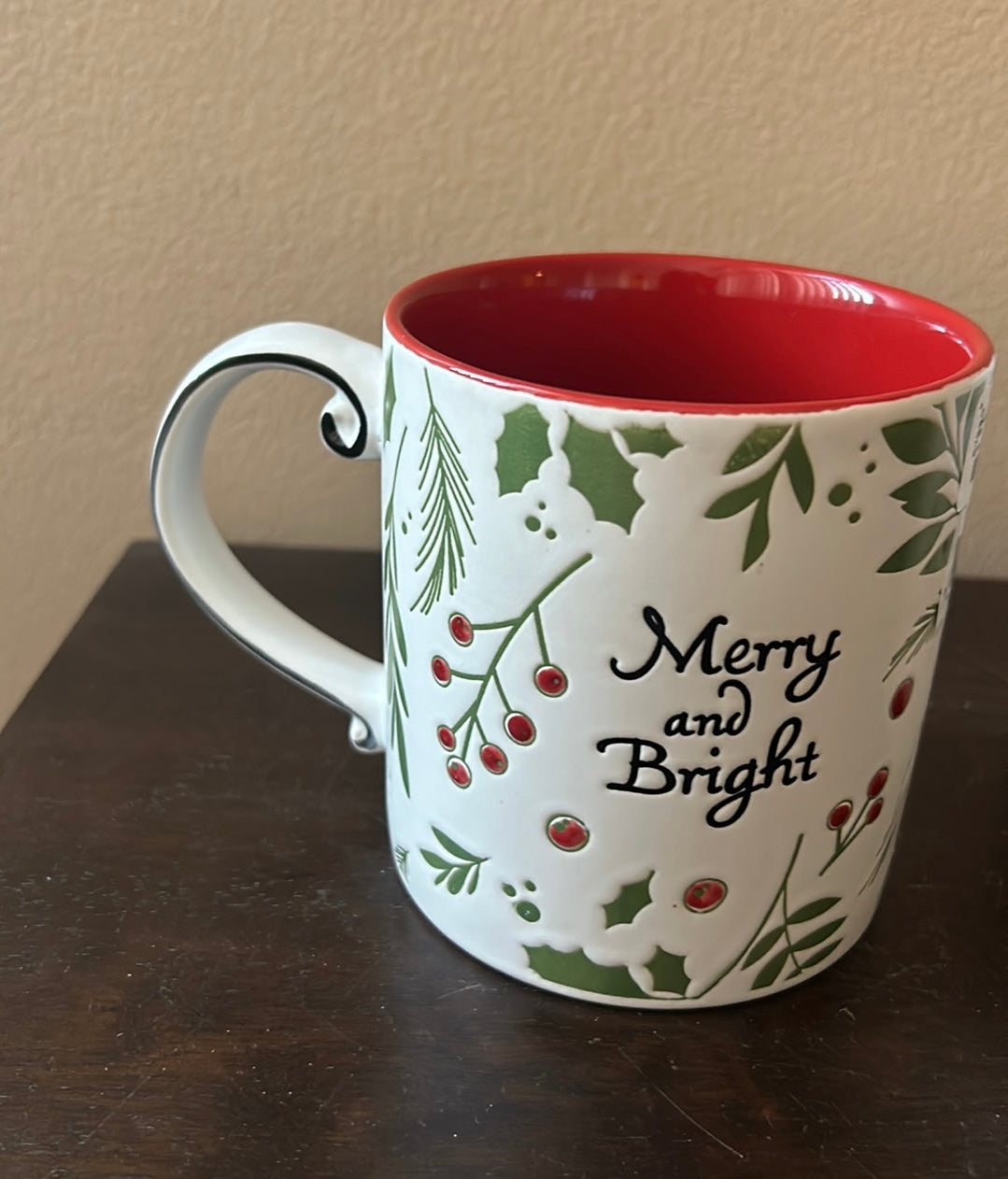 Eli & Ana Christmas Holly Berry Mugs Set of 2 New Merry & Bright