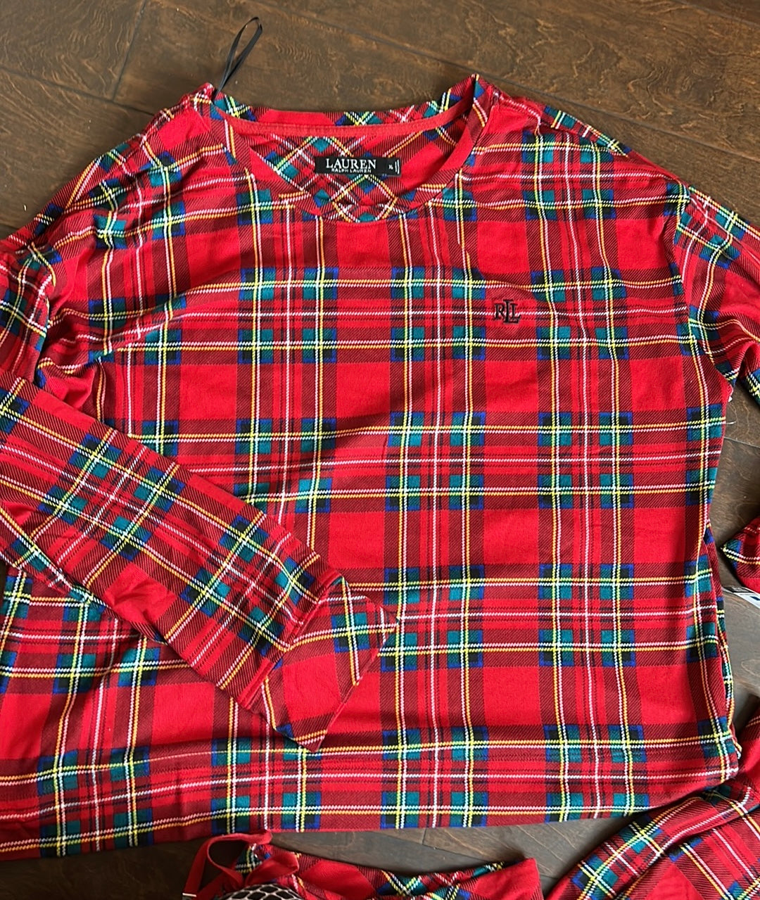 Ralph Lauren Womens Pajama Set New Sz XL Tartan Plaid Red Green
