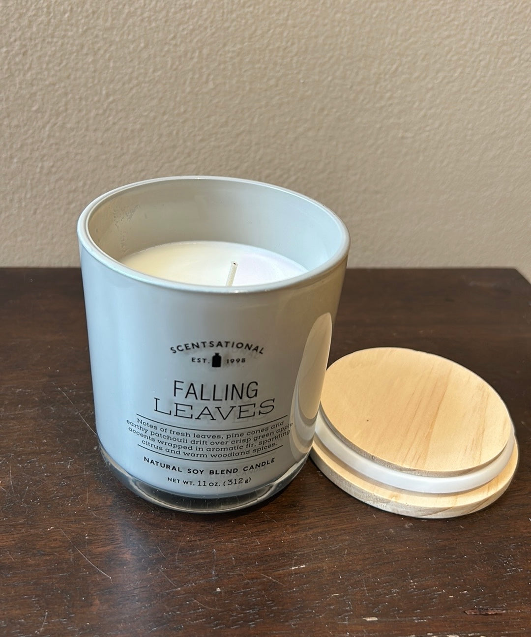 Scentsational Falling Leaves Candle Glass Jar 11 Oz Soy Blend Fall