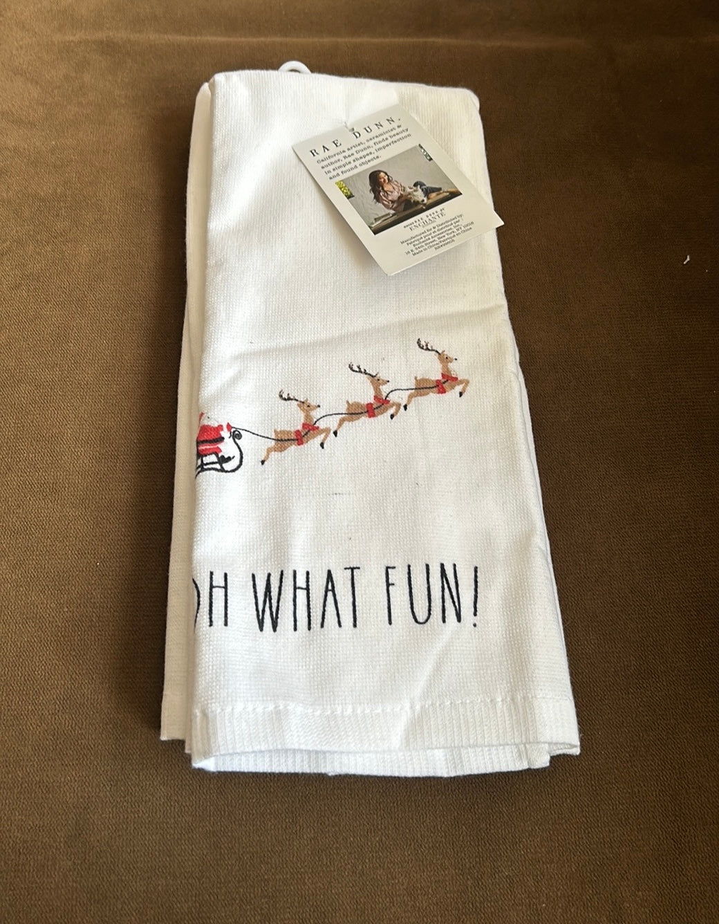 Rae Dunn Christmas Santa’s Sleigh Set Of 2 Towels Cotton