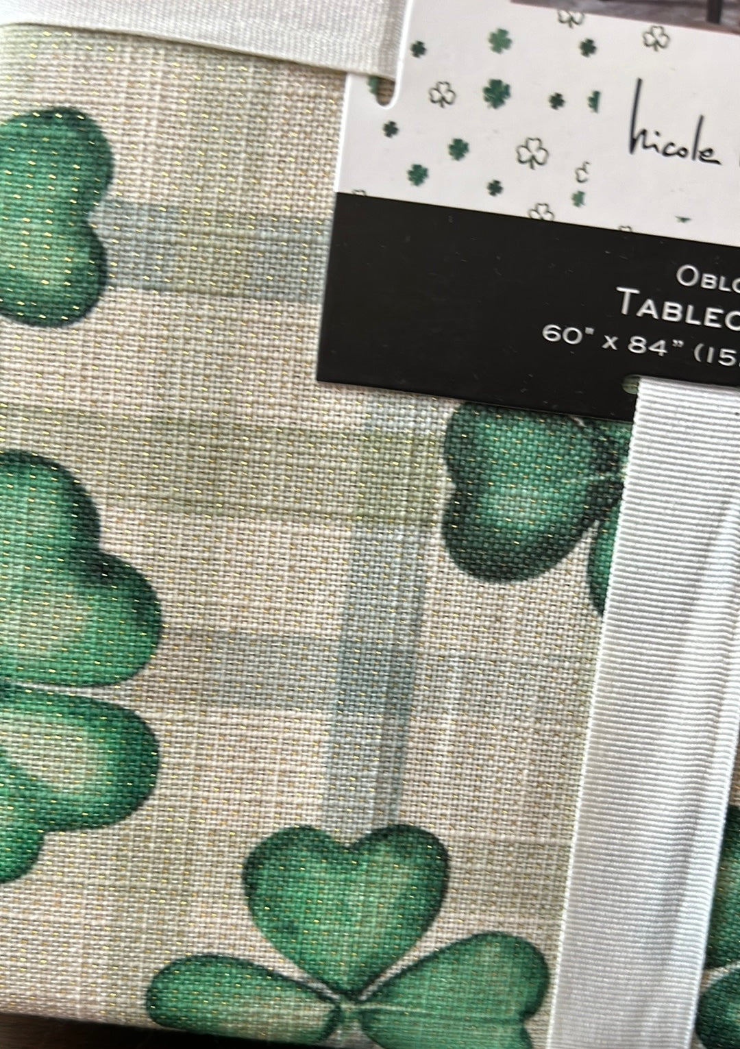 Nicole Miller Home St Patrick’s Day Tablecloth Oblong New Clover Shimmer
