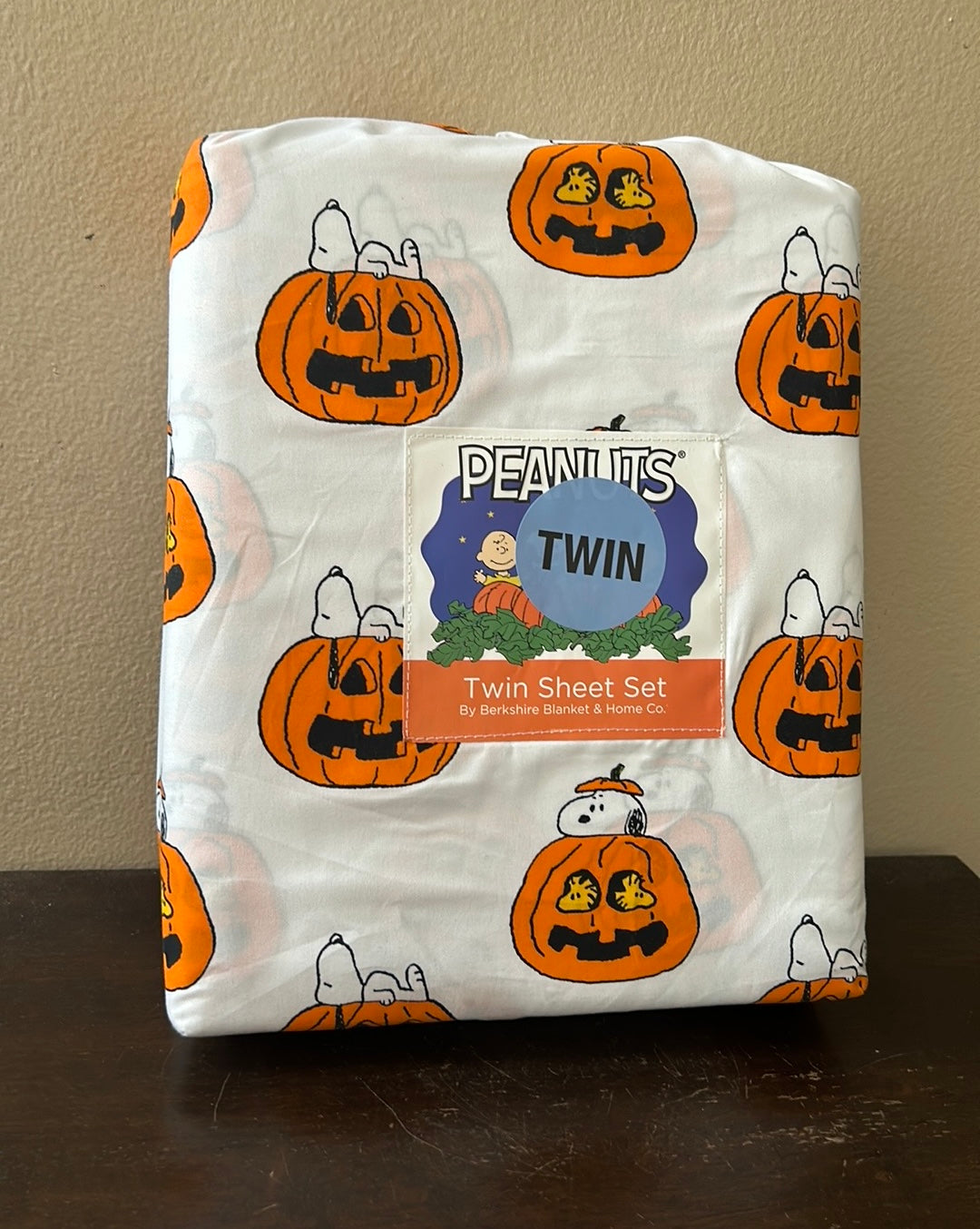 New Peanuts Snoopy Jackolantern Spooky Halloween Twin Sheet Set Pumpkin