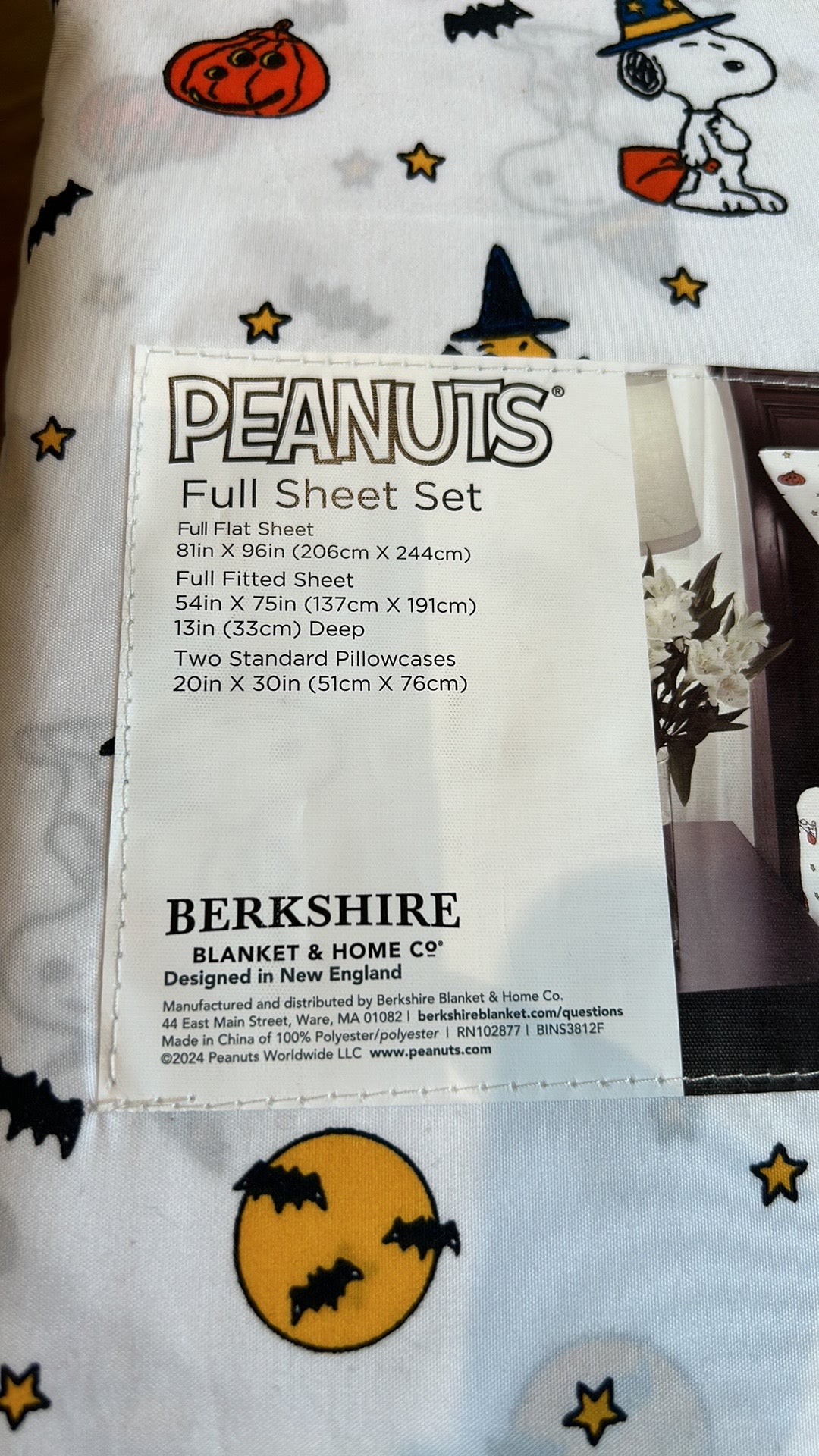 Peanuts Snoopy Spooky Halloween Sheet Set Pumpkin Bats Stars Moon New