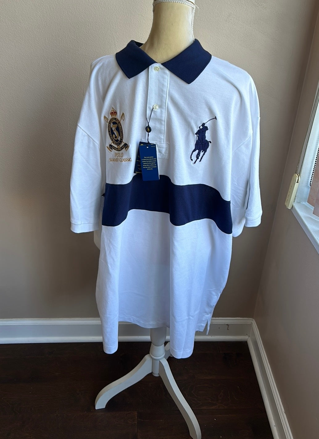 Ralph Lauren Men's Striped Crest Polo Shirt Short Sleeve Sz 2XLT Big & Tall