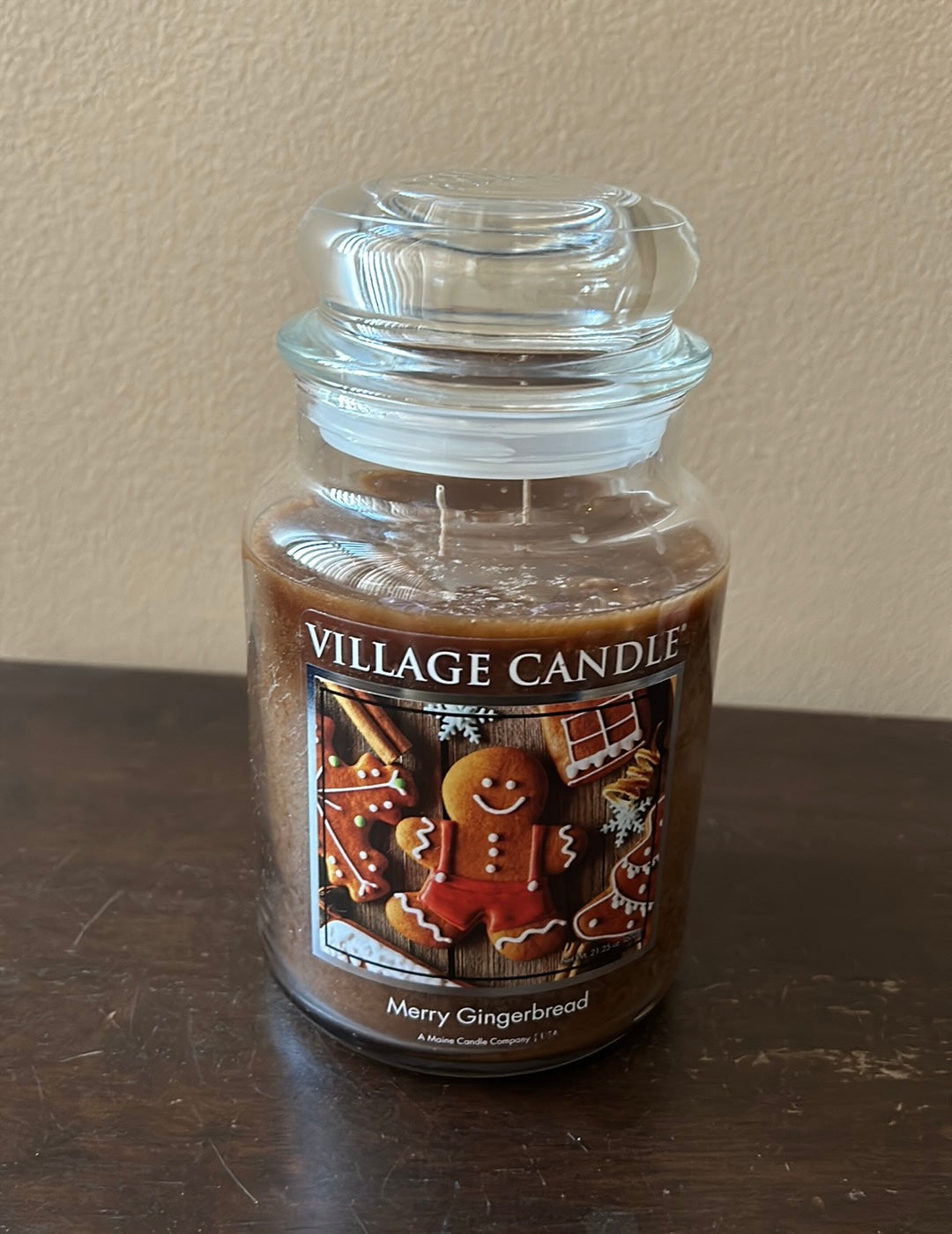 Village Candle (1) Merry GINGERBREAD Large Jar Candles Holiday Scent