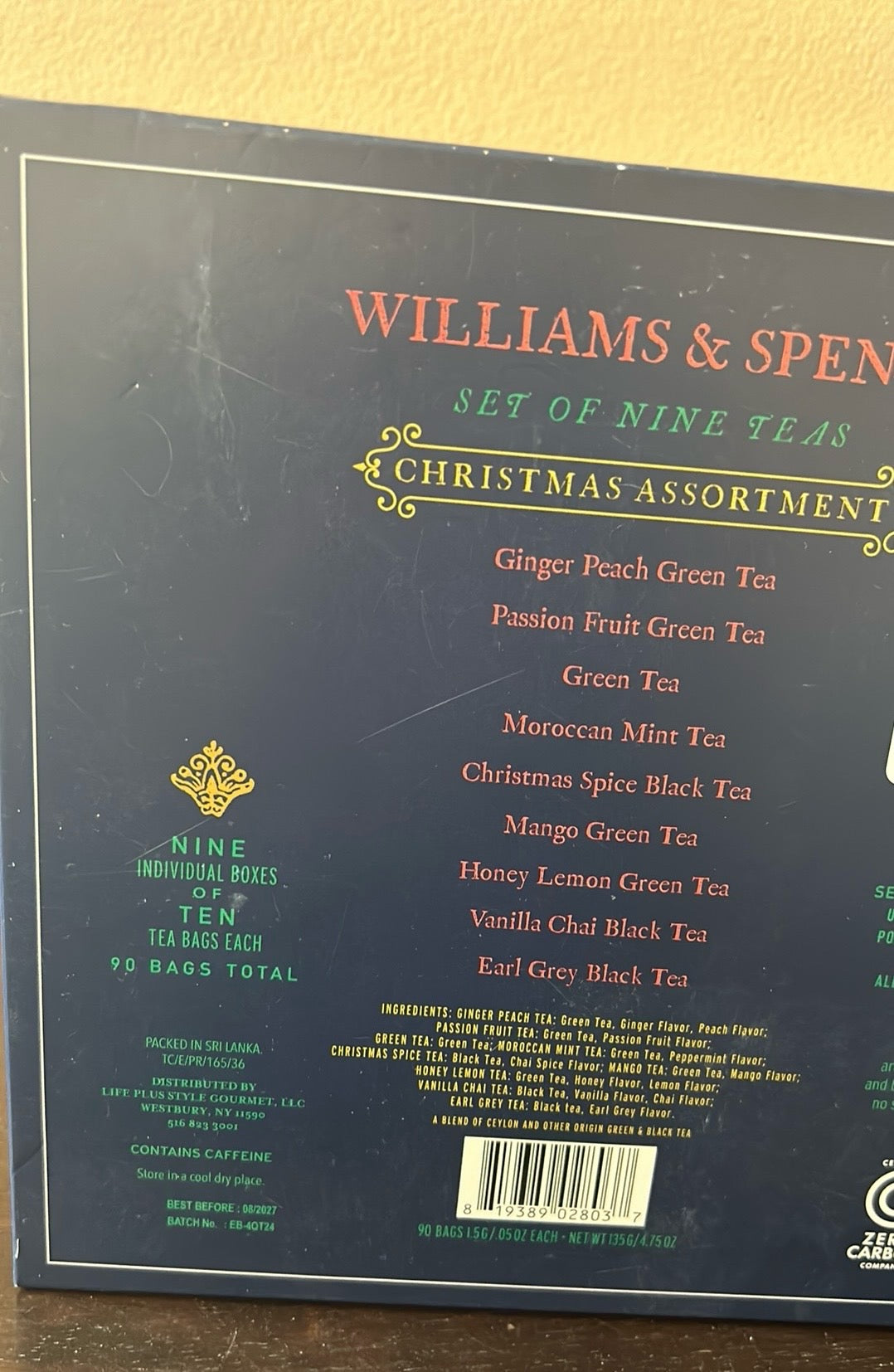 Williams & Spence Tea Christmas Gift 90 Tea Bags Exp 08/27