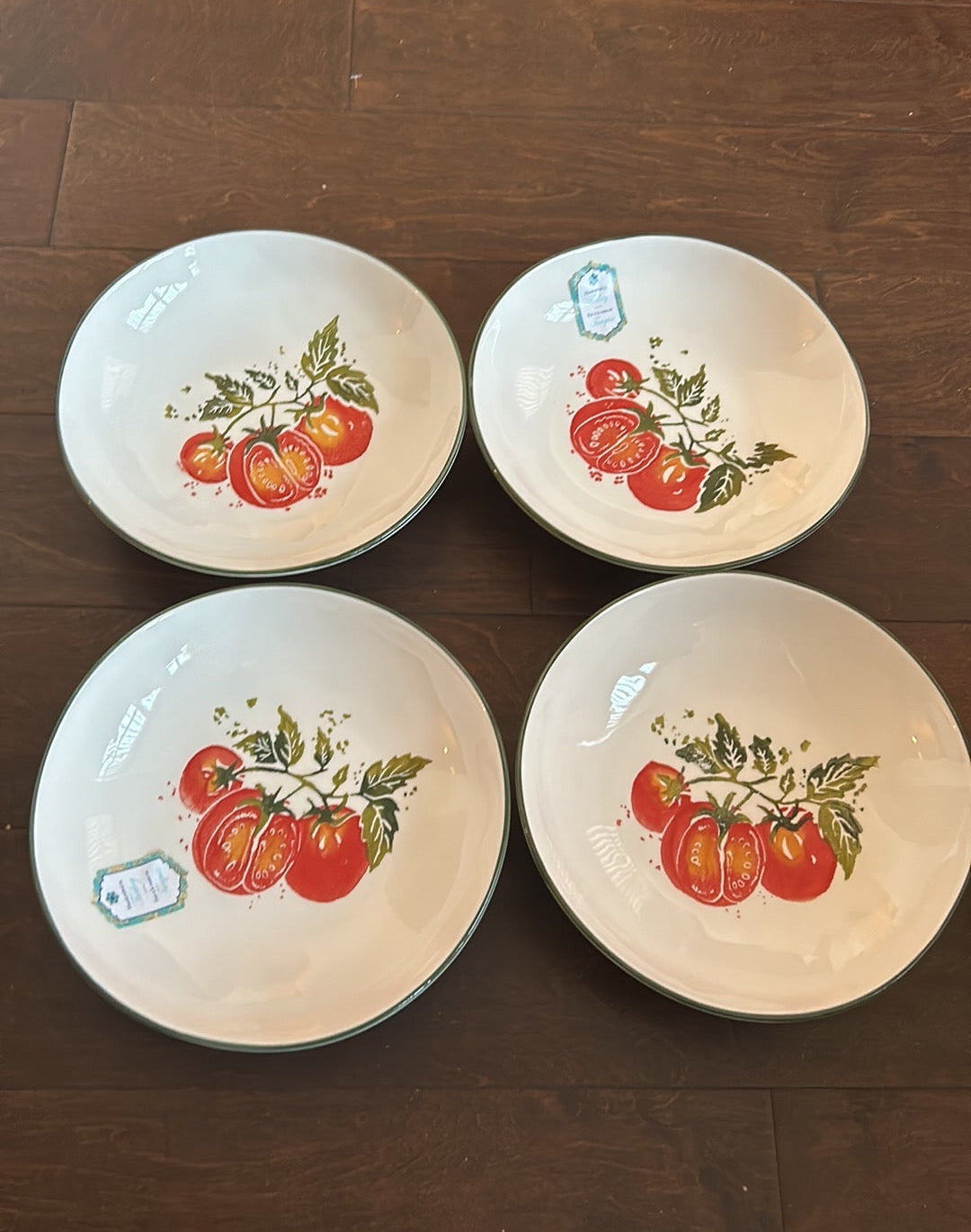 4 Papart Hand Painted Tomatoes Salad Bowls Italian Theme 9”