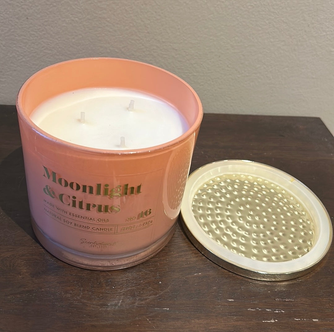 Scentsational Moonlight Citrus Candle Glass Jar 26 Oz Soy Wax Essential Oils