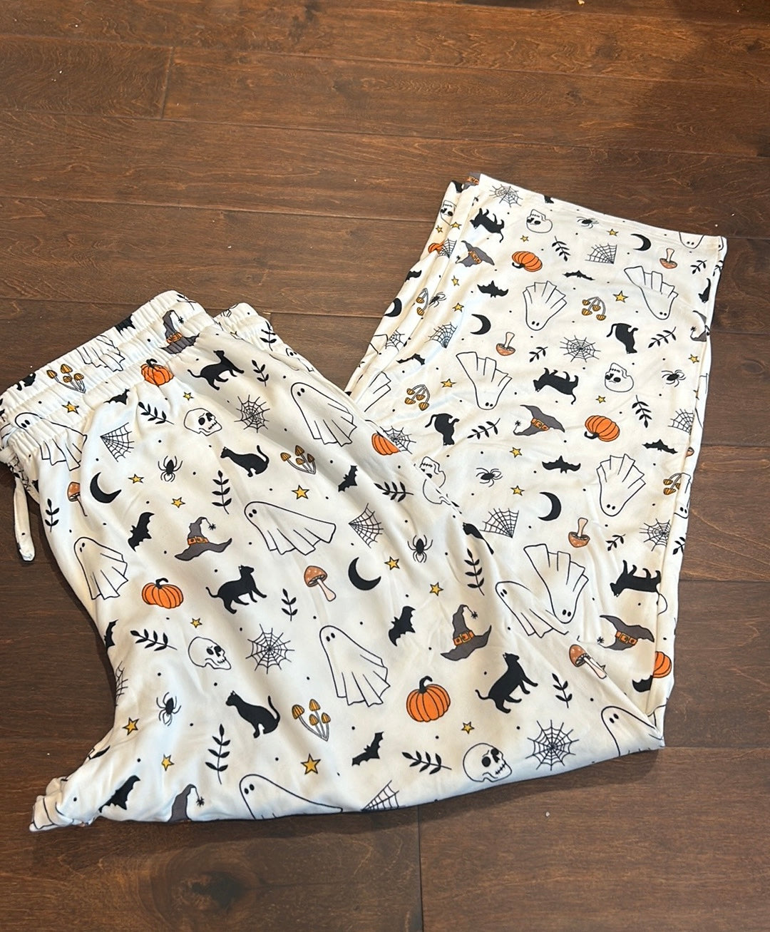 Daydream womens Halloween Cat Bats Pumpkin Spider Fleece Pajama Pants New