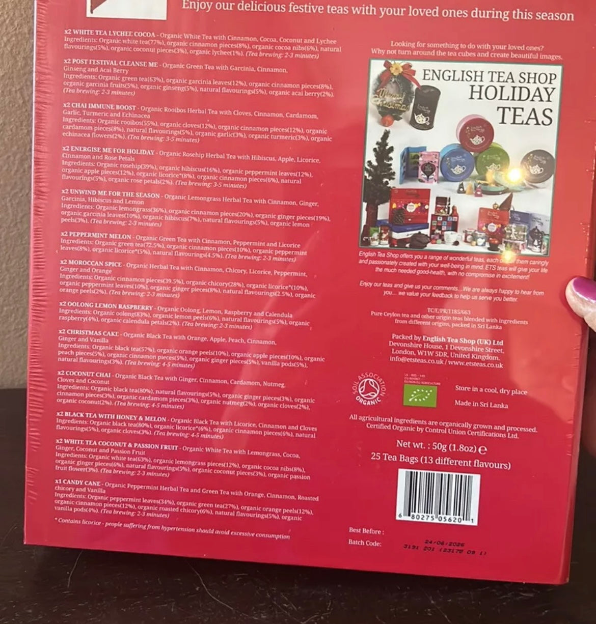 English Tea Shop 25 Count Organic TEA Christmas Advent Calendar Exp 06/26