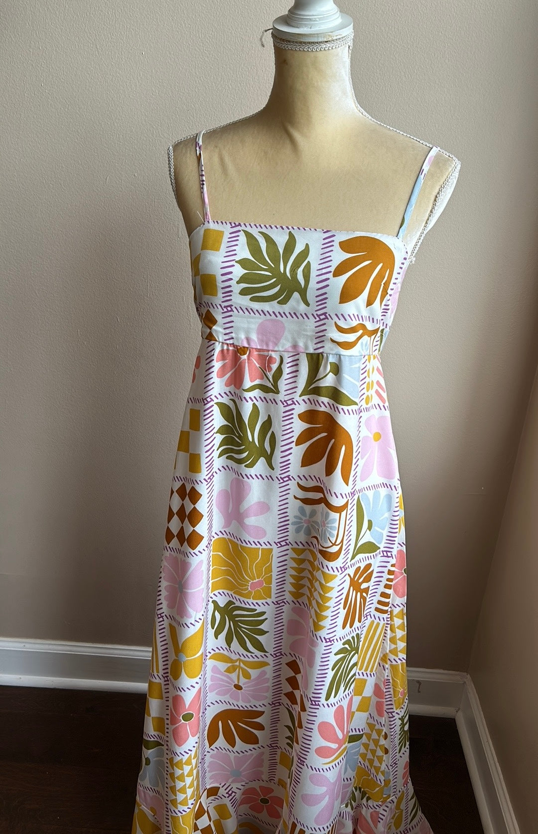 Paper Heart Womens Summer Maxi Dress Colorful Leaves Sexy Back New