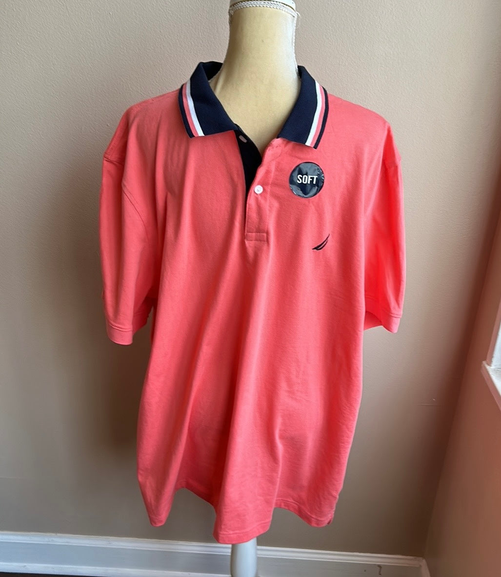 Nautica Men’s Short Sleeve Polo Shirt Orange New 2XL