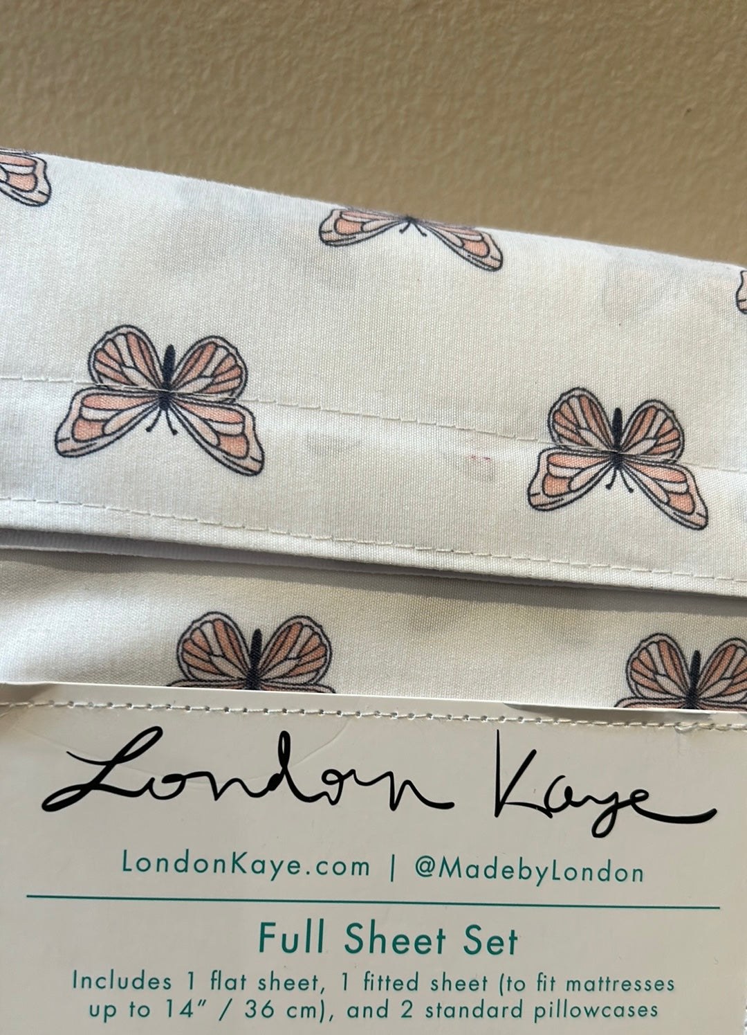 London Kaye Butterflies Spring Summer Full Sheet Set 4 Pc