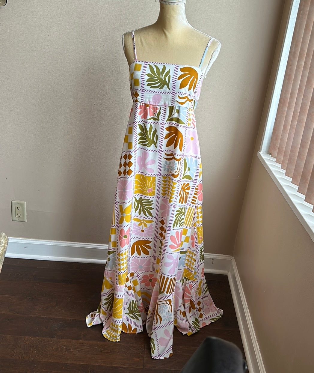 Paper Heart Womens Summer Maxi Dress Colorful Leaves Sexy Back New