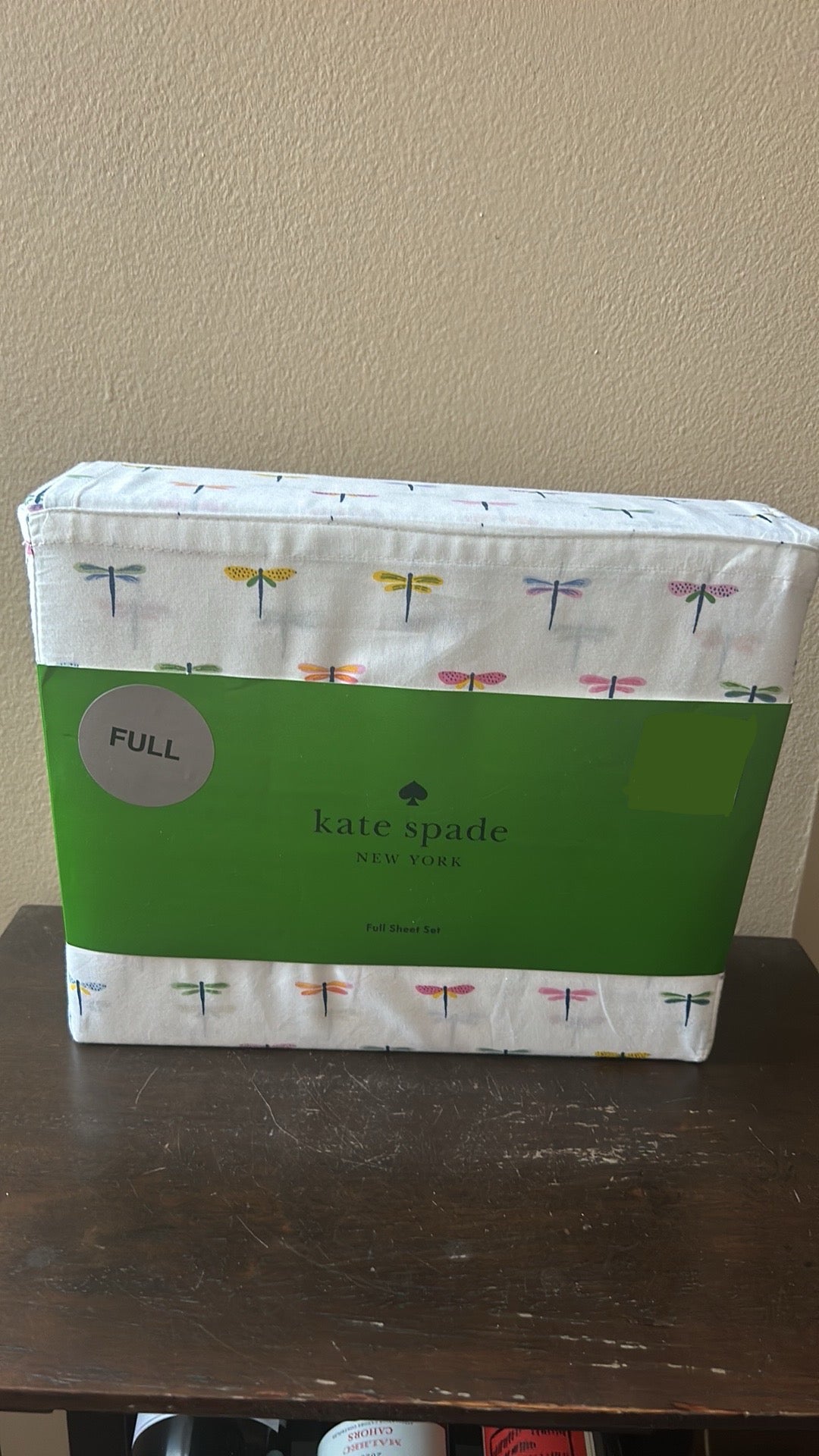 NEW KATE SPADE Full Sheet Set 4 Pc Colorful Dragonflies Cotton Percale