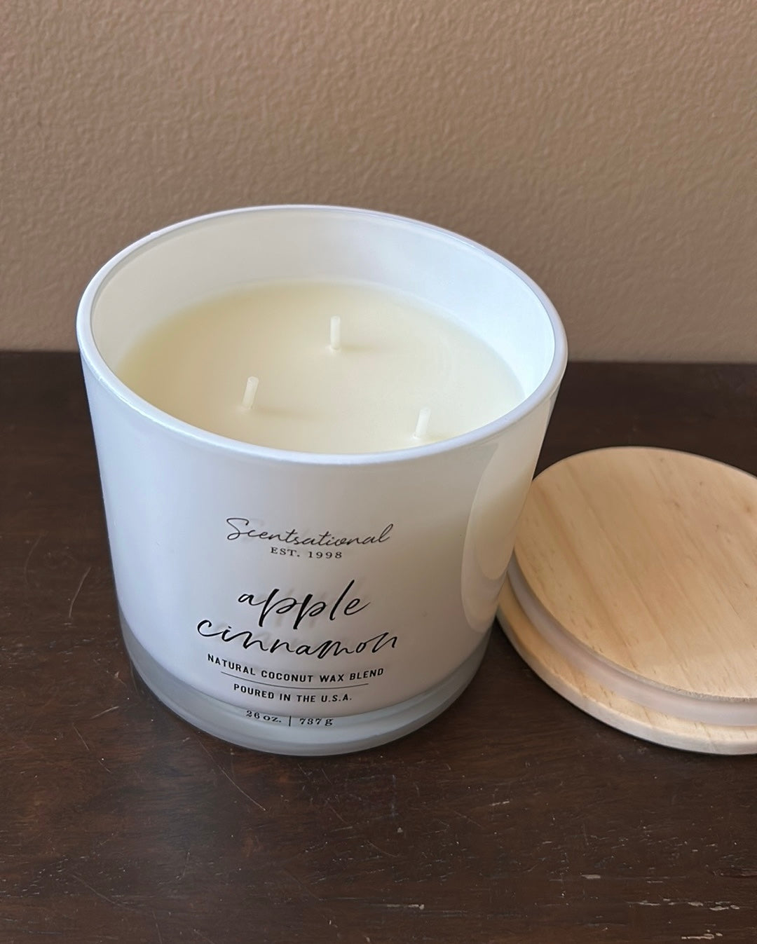 Scentsational Apple Cinnamon Candle Glass Jar 26oz 3 Wick Coconut Wax Blend