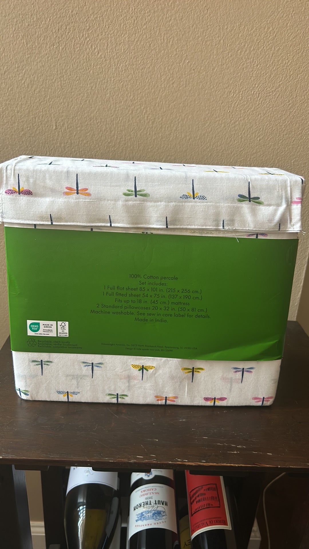 NEW KATE SPADE Full Sheet Set 4 Pc Colorful Dragonflies Cotton Percale