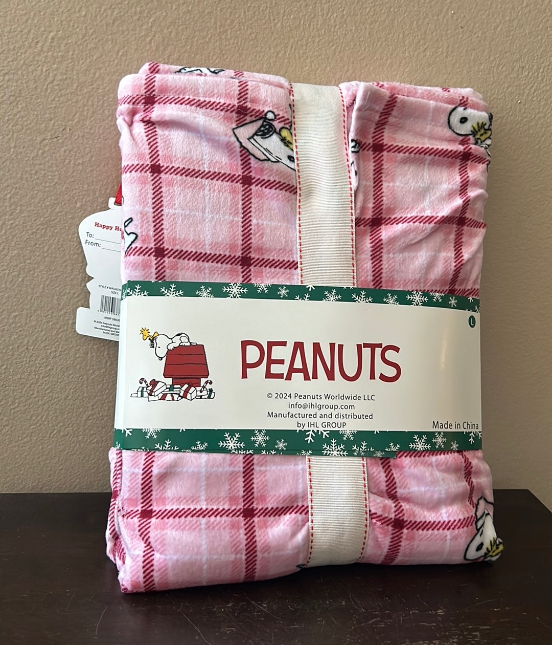 Munki Munki Snoopy Peanuts Pajama Gift Set Set Womens New Christmas Plaid