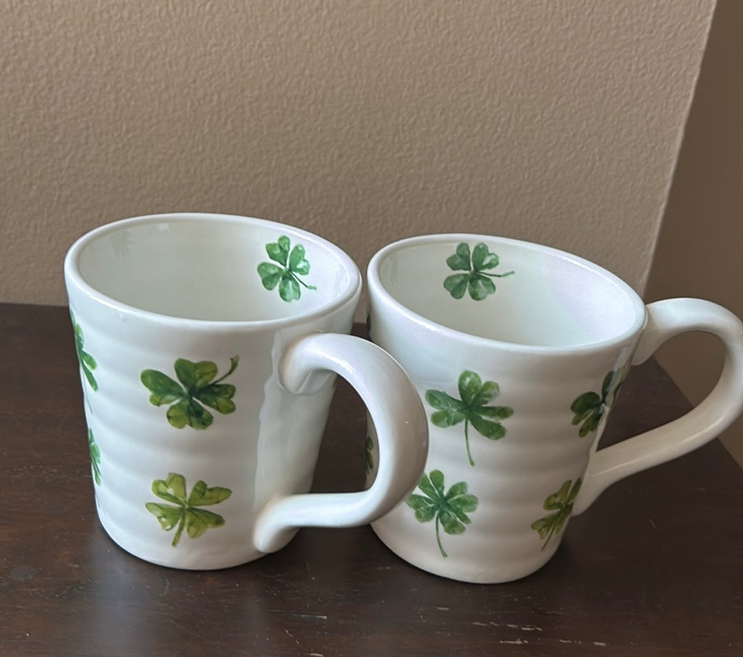 Set Of 4 St Patrick’s Day Mugs Green Clover New