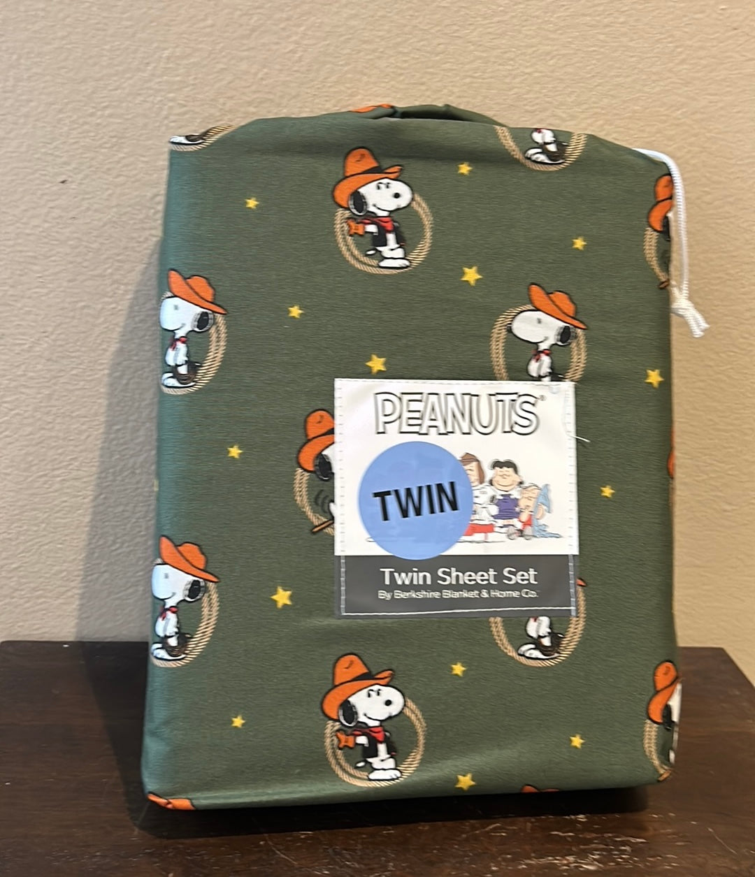 New Peanuts Snoopy Twin Sheet Set Rodeo Cowboy Western Stars Green New