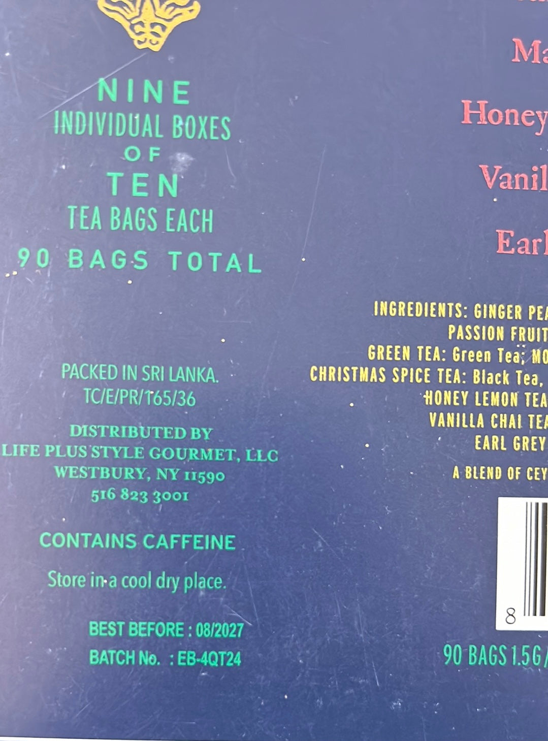 Williams & Spence Tea Christmas Gift 90 Tea Bags Exp 08/27