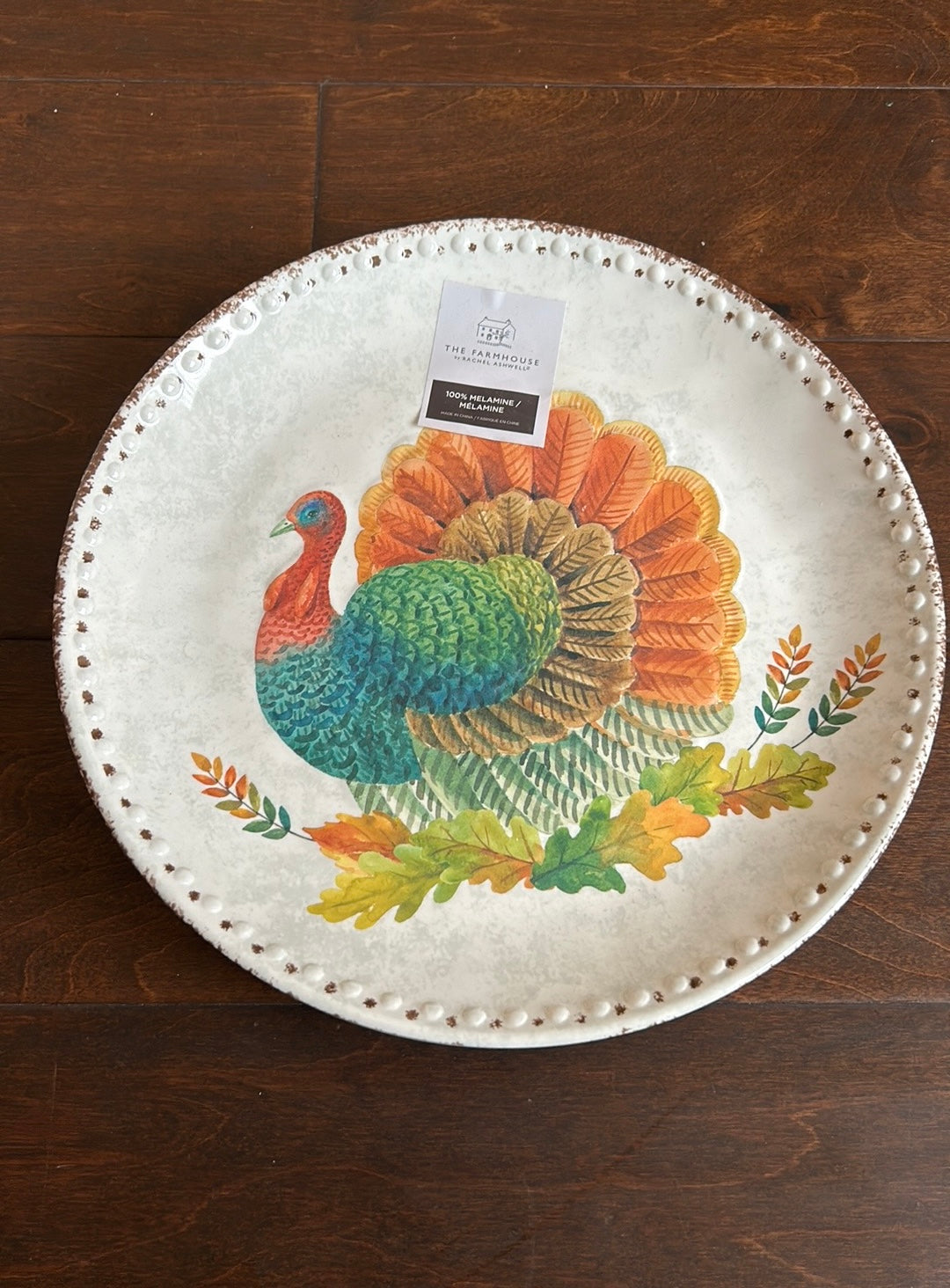 Rachel Ashwell Thanksgiving Royal Turkey Melamine Dinner Plates Set of 6 New