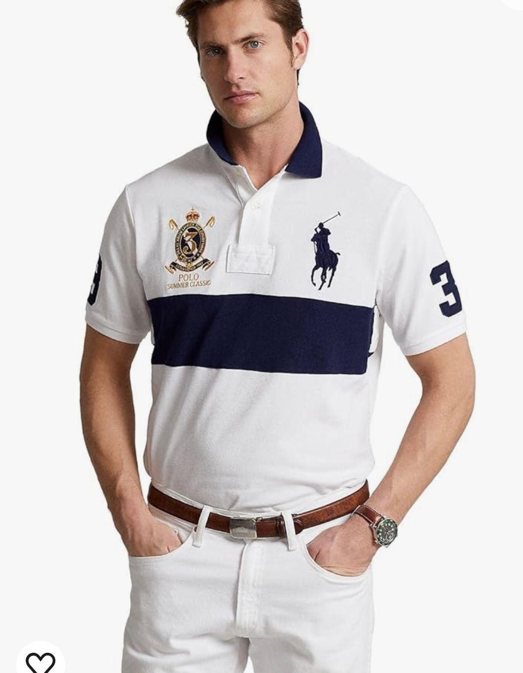 Ralph Lauren Men's Striped Crest Polo Shirt Short Sleeve Sz 2XLT Big & Tall