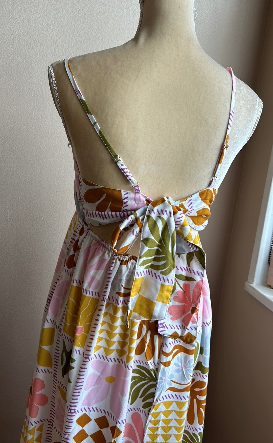 Paper Heart Womens Summer Maxi Dress Colorful Leaves Sexy Back New