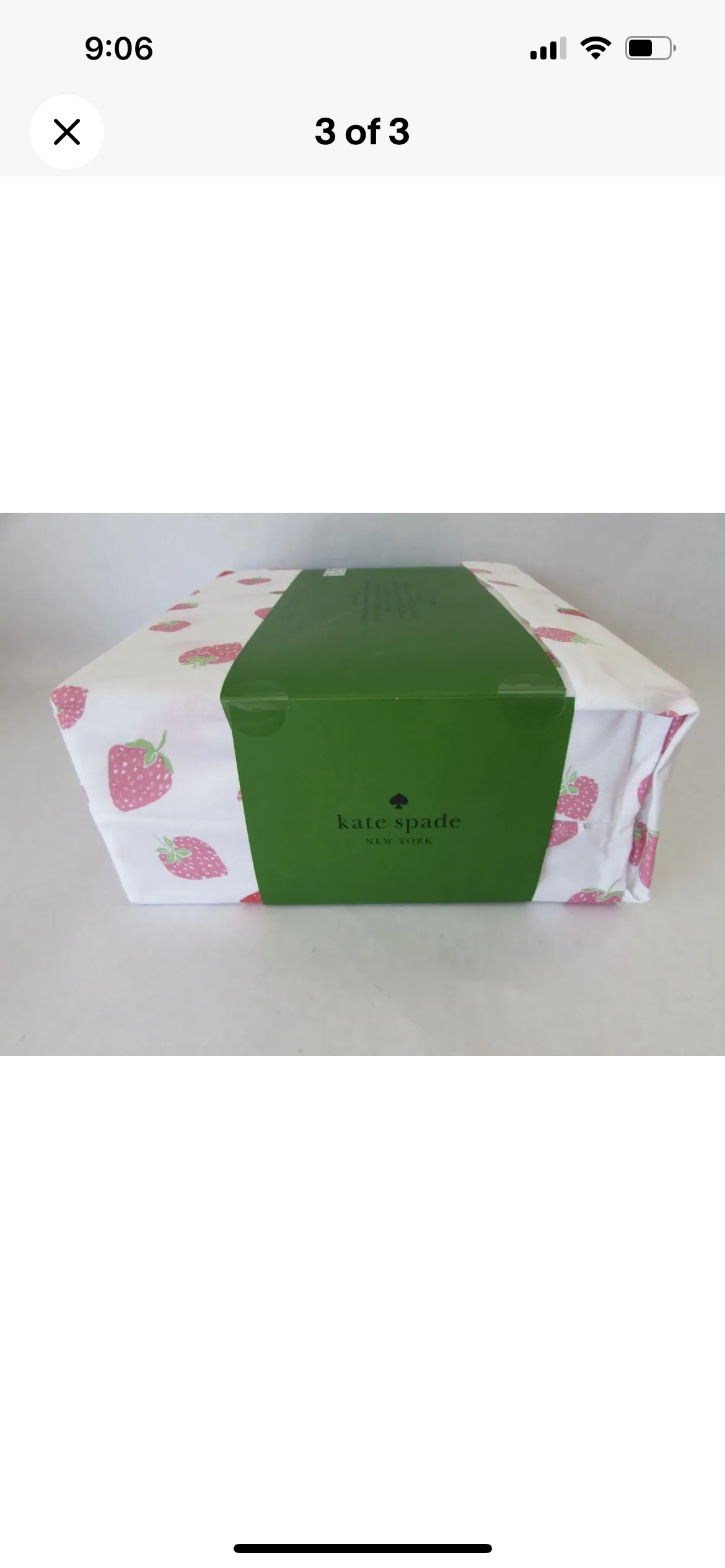 Kate Spade Full Sheet Set Strawberries Cotton Percale Sheets NWT