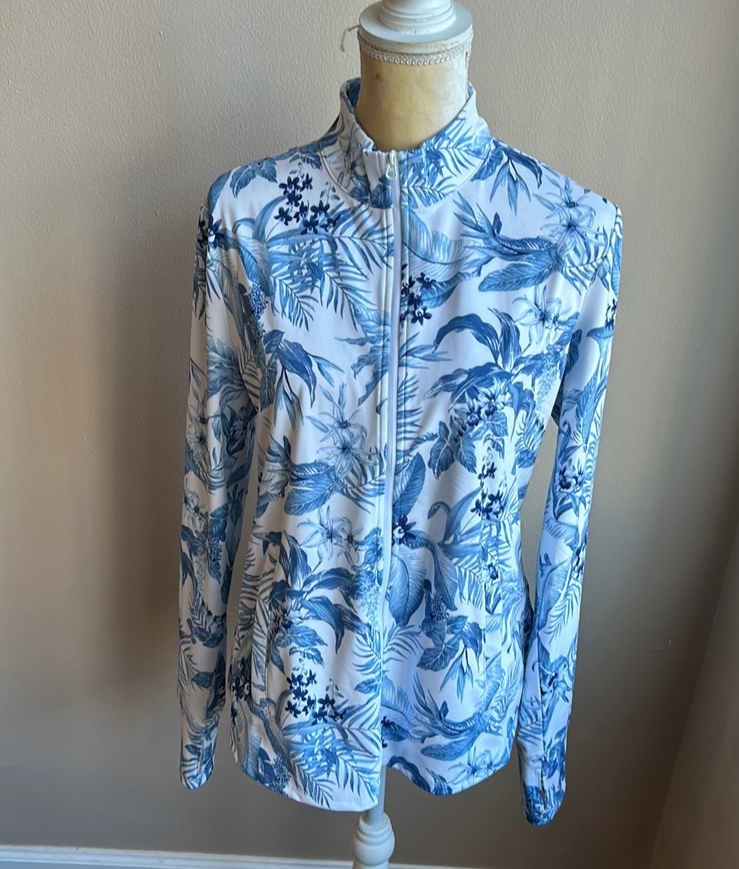 Tommy Bahama Women's Full Zip UPF 50 Golf Beach Shirt Tropical Multi NWT XL