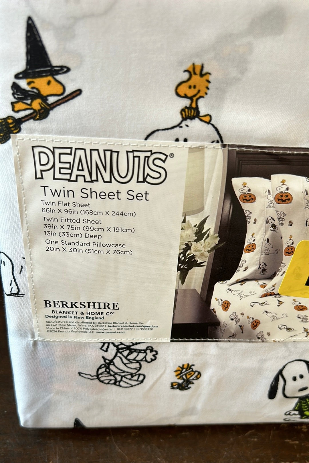 New Peanuts Snoopy Mummy Jackolantern Spooky Halloween Twin Sheet Set Pumpkin