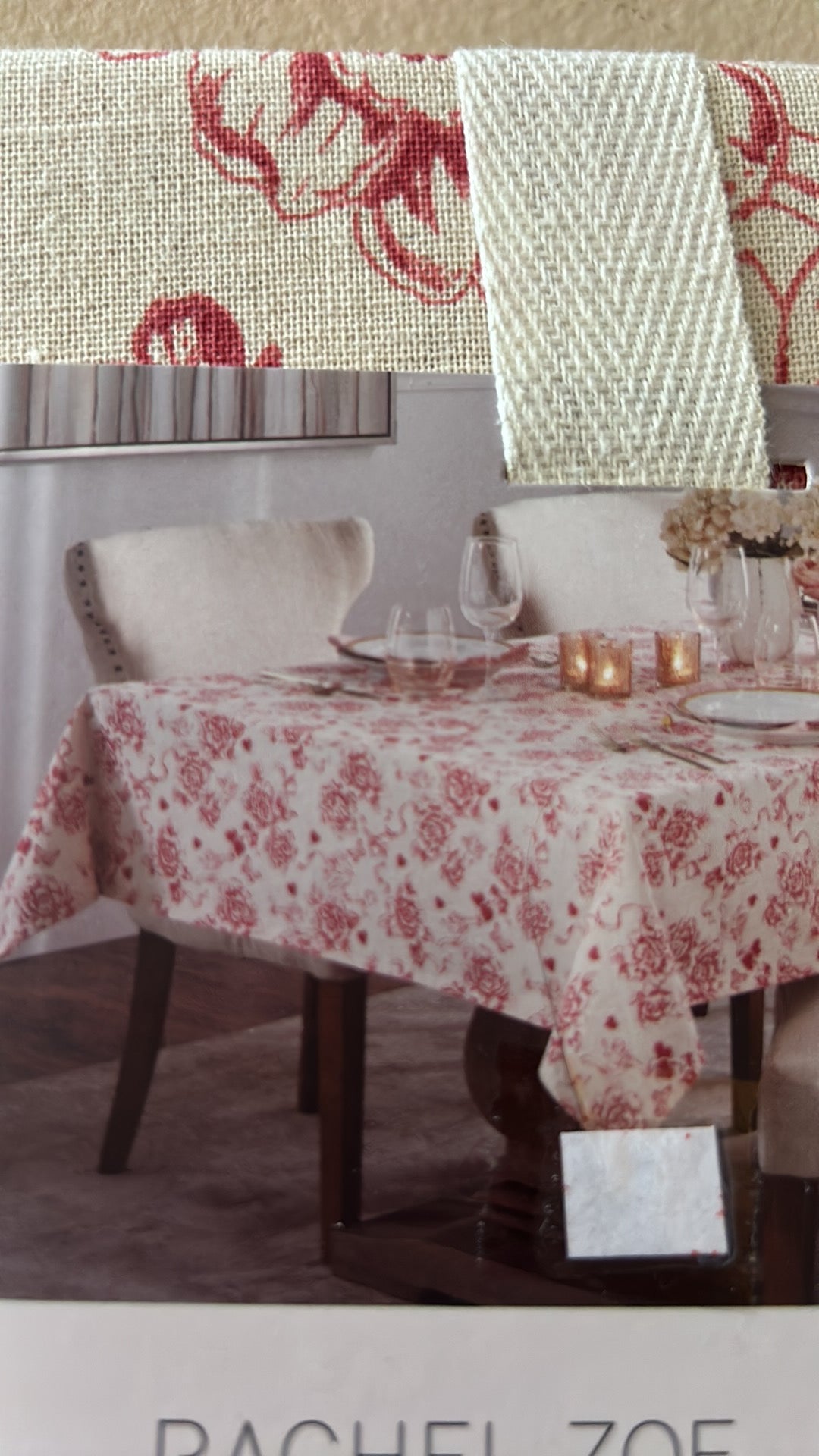 Rachel Zoe Valentines Day Cupid Hearts Floral Tablecloth 70” Round Love Etoile