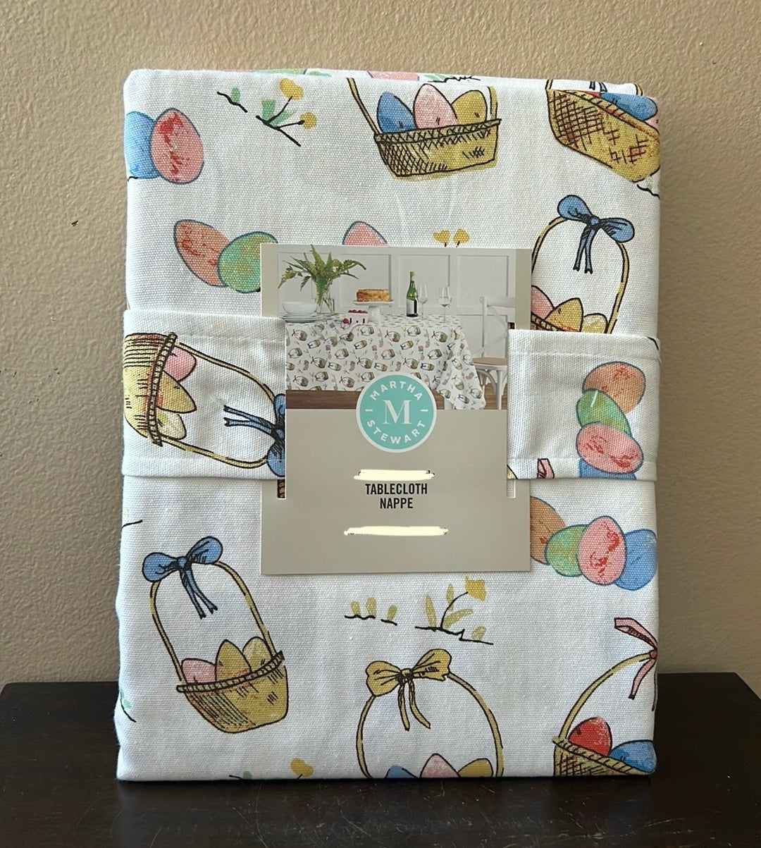 Martha Stewart Easter Eggs Baskets Tablecloth 60”x102” New Colorful